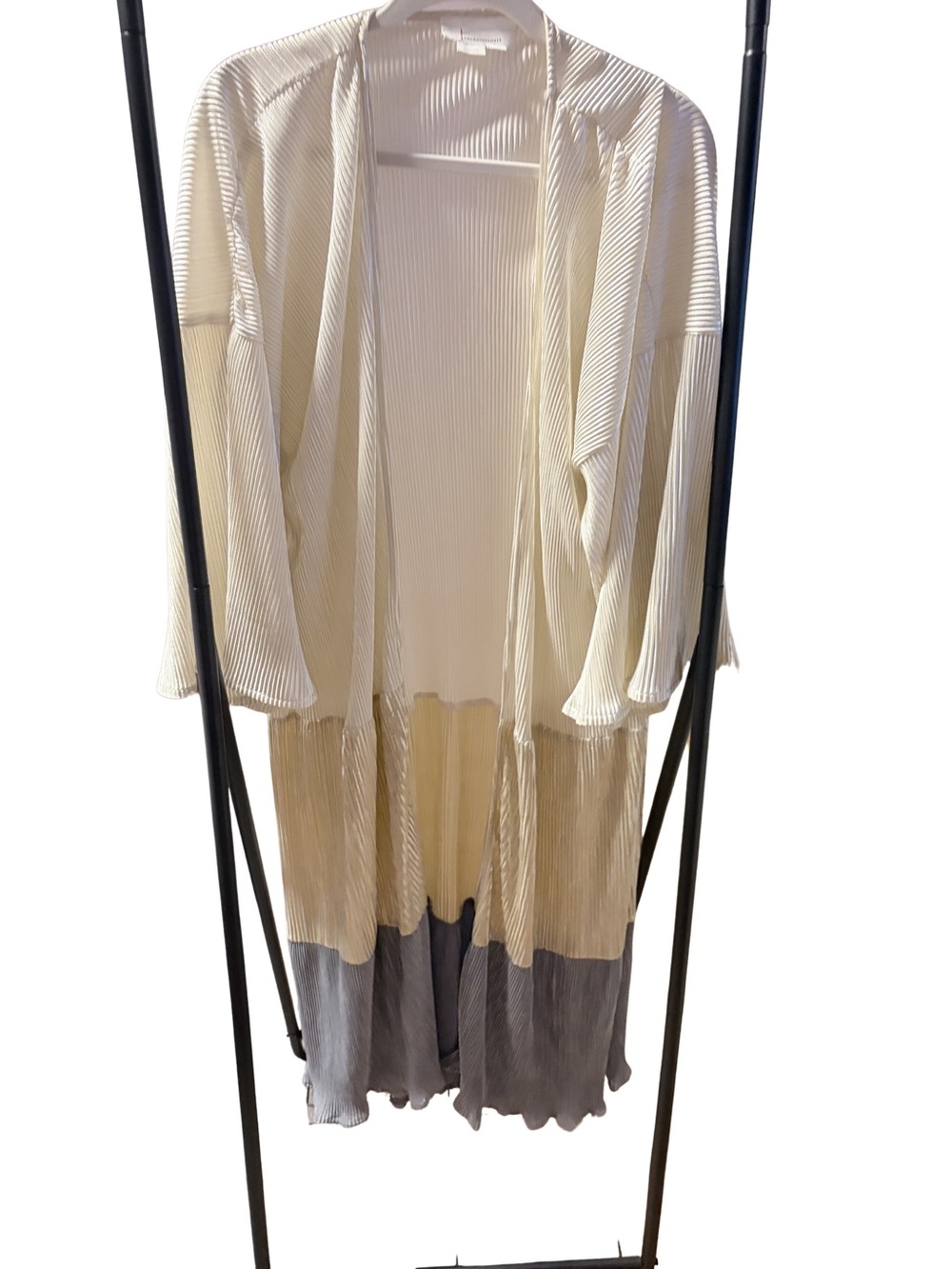 anthropologie Shimmery Pleated Colorblock Duster, one size fits most
